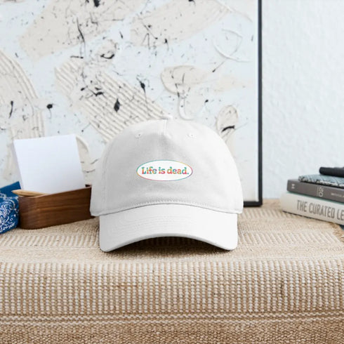 Life is dead. Signature Oval TieDye Stealie Grateful Dead Stealie Dad Hat - white